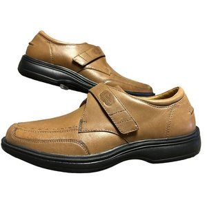Dr Comfort Frank Brown Leather Adjustable Monk Strap Comfort Loafers Mens 10 W